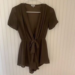 Beautiful Olive color romper with tie